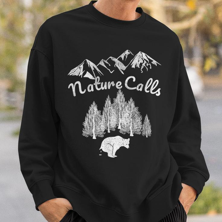 Bear Pooping In Woods Nature Camping Accessories Sweatshirt Gifts for Him