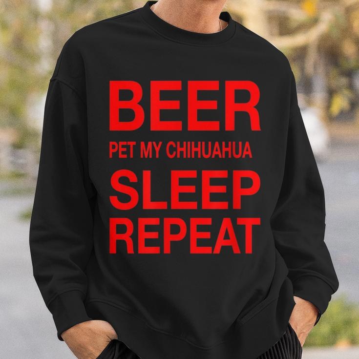 Beer Pet Chihuahua Sleep Repeat Red CDogLove Sweatshirt Gifts for Him