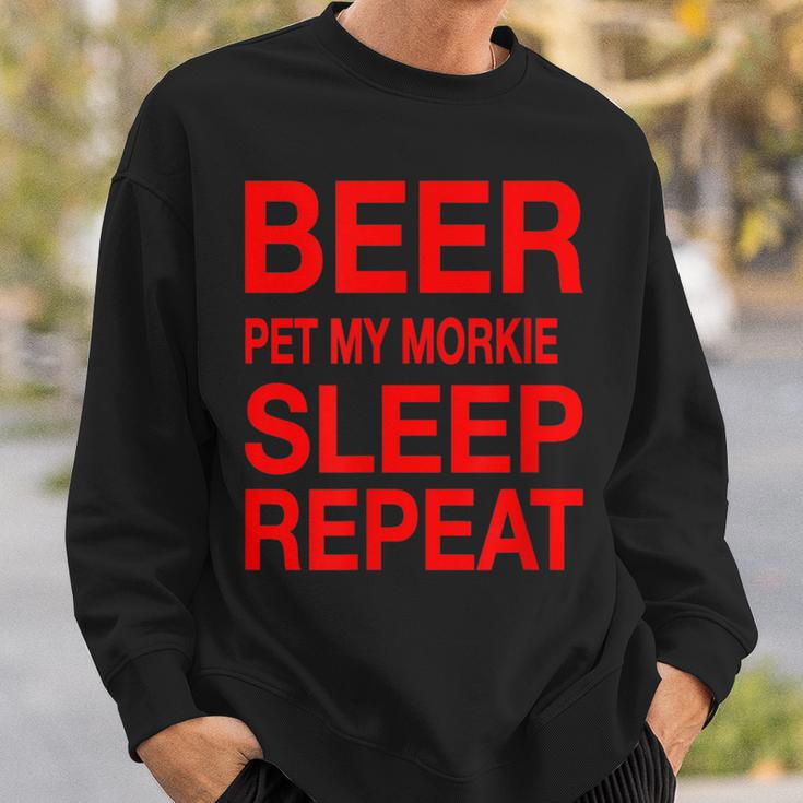 Beer Pet Morkie Sleep Repeat Red CDogLove Sweatshirt Gifts for Him