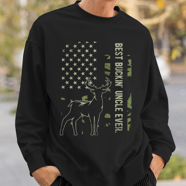 Best Buckin' Uncle Ever Camo American Flag Deer Hunting Sweatshirt Gifts for Him