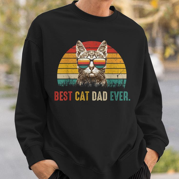 Best Cat Dad Ever Fathers Day Vintage Cat Daddy Sweatshirt Gifts for Him