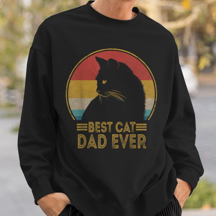 Best Cat Dad Ever Retro Sunset Daddy Cat Father's Day Sweatshirt Gifts for Him