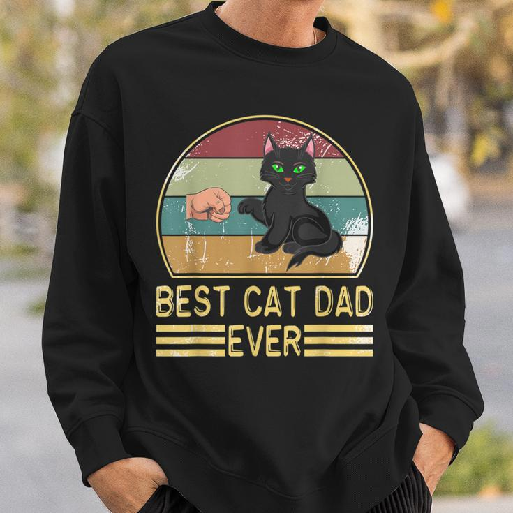 Best Cat Dad Ever Retro Vintage Paw Fist Bomb Sweatshirt Gifts for Him