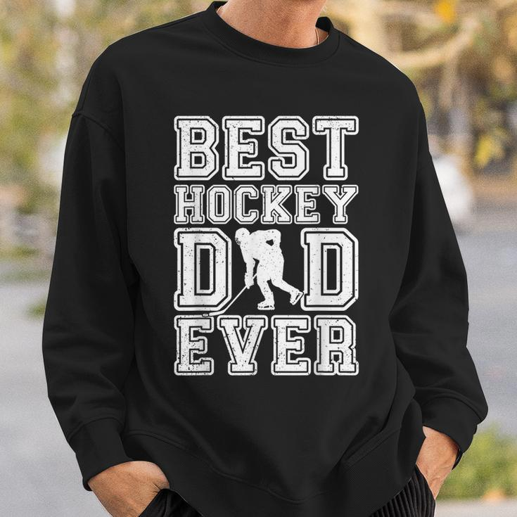 Best Hockey Dad Ever Father's Day Ice Hockey Vintage Daddy Sweatshirt Gifts for Him