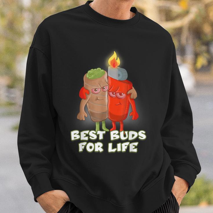 Beste Buds For Life Lighter And Joint Kiffer Kiffen Grass Sweatshirt Geschenke für Ihn