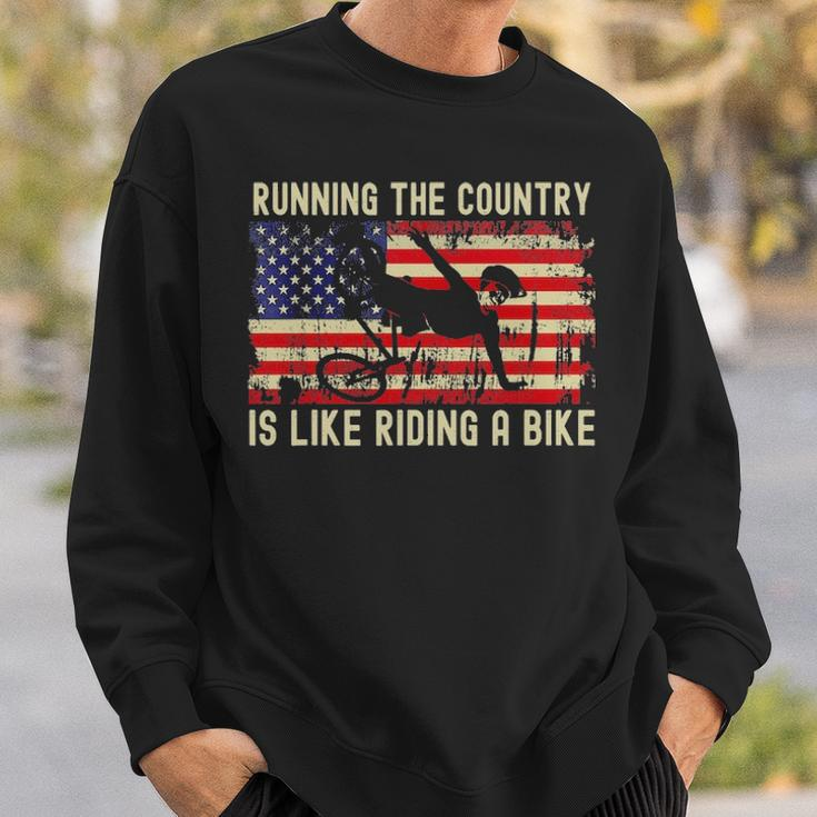 Biden Bike Bicycle Running The Country Is Like Riding A Bike Sweatshirt Gifts for Him