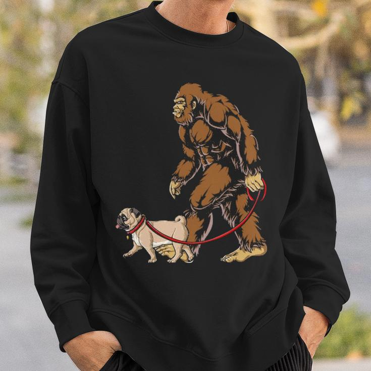 Bigfoot Dog Walk Pug Sweatshirt Gifts for Him