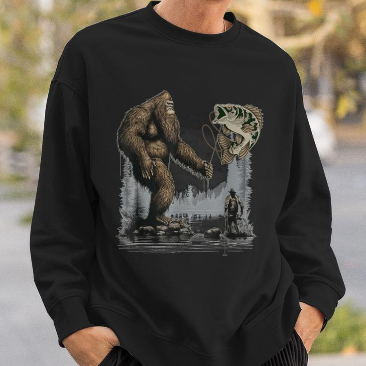 Bigfoot Fishing Sasquatch Fish Sweatshirt Gifts for Him