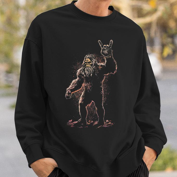 Bigfoot Rock On Sasquatch Rock & Roll Party Sweatshirt Gifts for Him