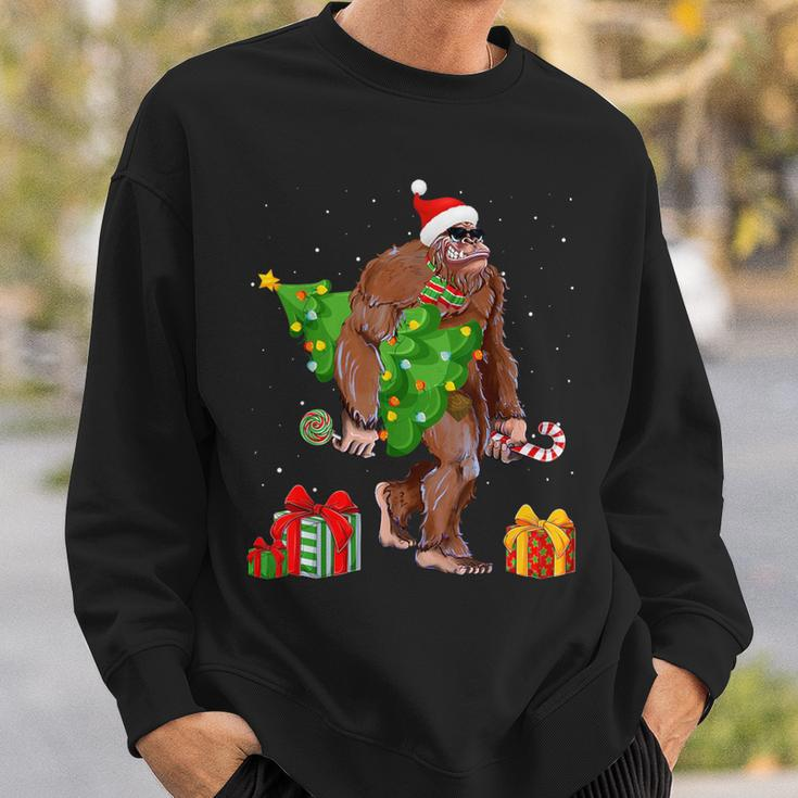 Bigfoot Santa Christmas Tree Lights Xmas Sasquatch Sweatshirt Gifts for Him
