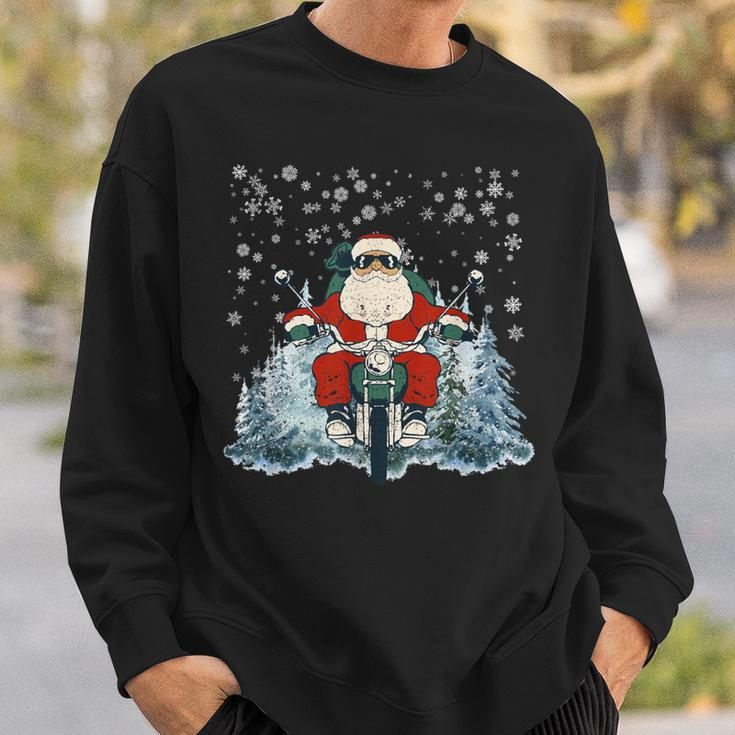 Biker Santa Claus On Motorcycle Christmas Biking Ride Sweatshirt Gifts for Him
