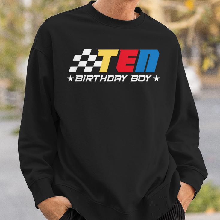 Birthday Boy 10 Ten Race Car 10Th Racing Pit Crew Driver Sweatshirt Gifts for Him