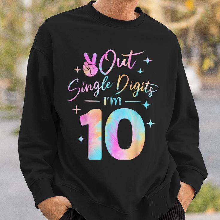 Birthday Girls Peace Out Single Digits I'm 10 Digits Tie Dye Sweatshirt Gifts for Him