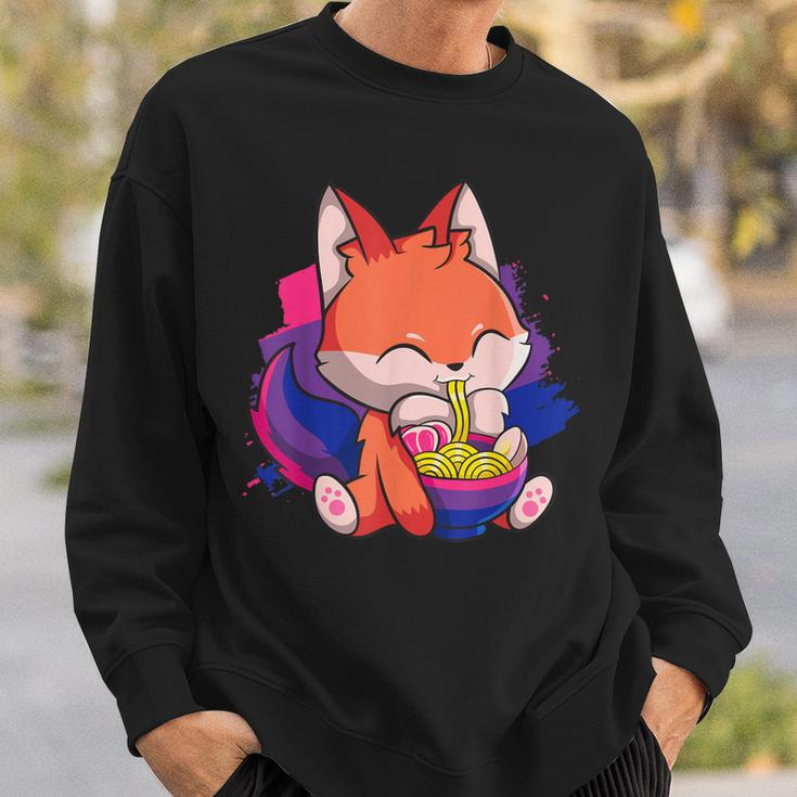 Bisexual Pride Bi Kawaii Fox Ramen Noodles Bisexual Flag Sweatshirt Gifts for Him