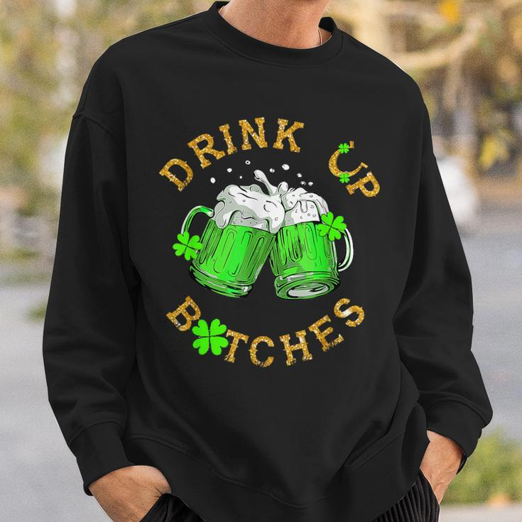Bitches Drink Up St Patrick's Day Beer Lover Womens Sweatshirt Gifts for Him