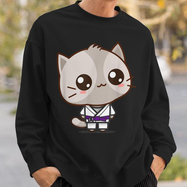 Bjj Brazilian Jiu Jitsu Purple Belt Kawaii Cat Sweatshirt Gifts for Him
