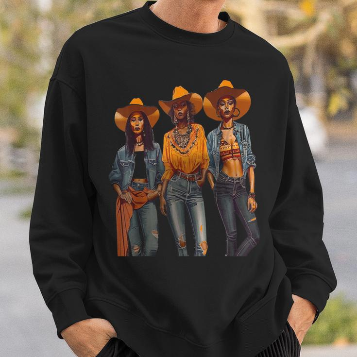 Black Cowgirls African American Texas Girls Women Sweatshirt Gifts for Him