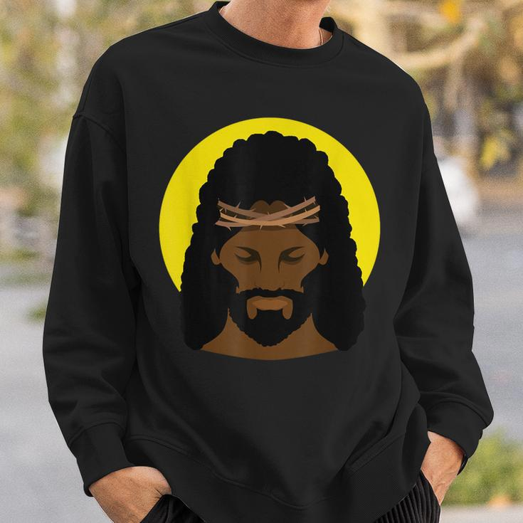 Black Jesus With Afro African American Religious Portrait Sweatshirt Gifts for Him