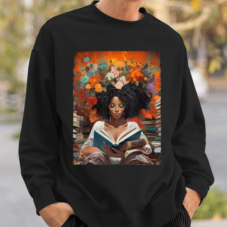 Black History Educated Reading Book Melanin Queen Afro Women Sweatshirt Gifts for Him