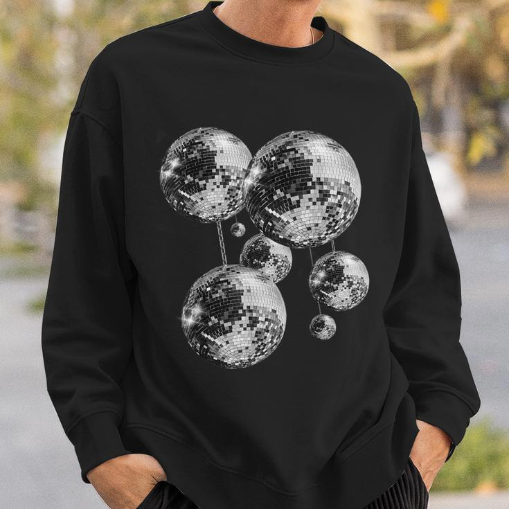 Black And White Disco Ball Pattern 70S 80S Retro Vintage Sweatshirt Gifts for Him