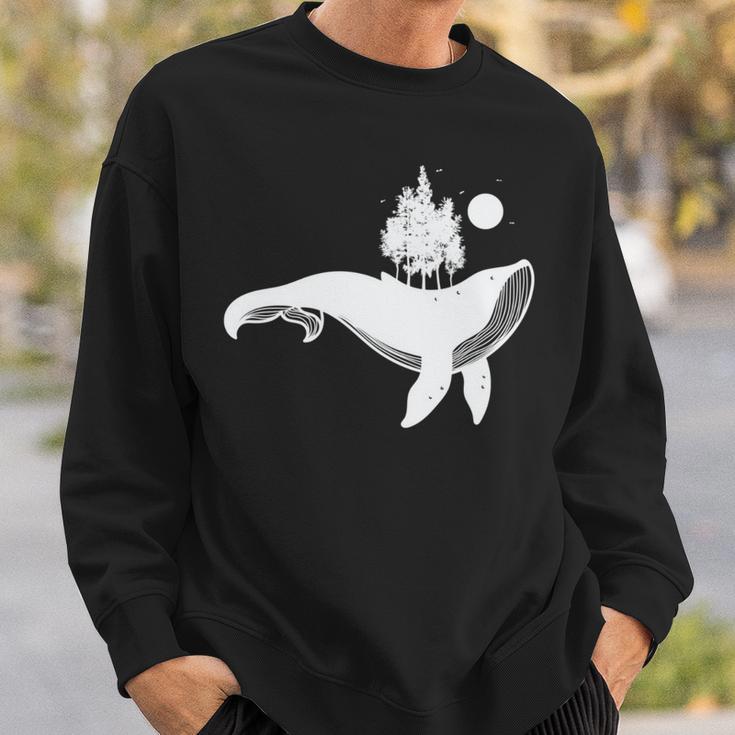 Blauwal Mit Bäumen Und Mondlicht Sweatshirt Geschenke für Ihn