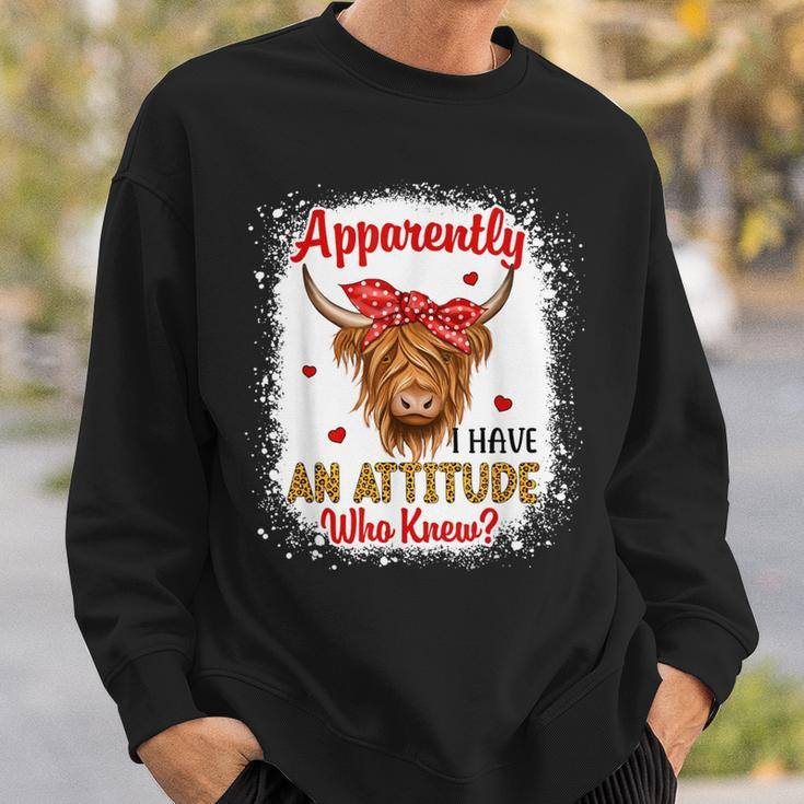 Bleached Highland Cow Apparently I Have An Attitude Who Knew Sweatshirt Gifts for Him
