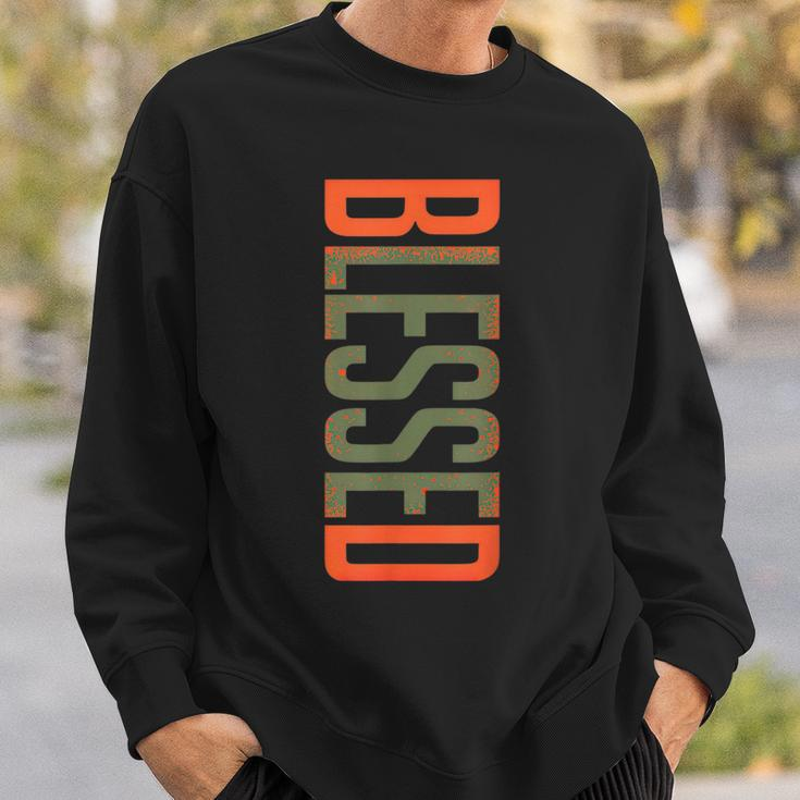 Blessed Olive Army Solar Orange Color Match Sweatshirt Gifts for Him