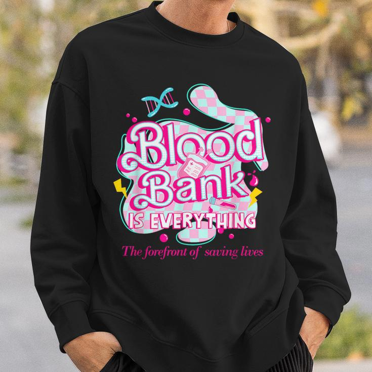 Blood Bank Is Everything Pink Retro Lab Week 2024 Med Tech Sweatshirt Gifts for Him
