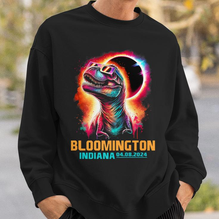 Bloomington Indiana Total Solar Eclipse 2024Rex Dinosaur Sweatshirt Gifts for Him