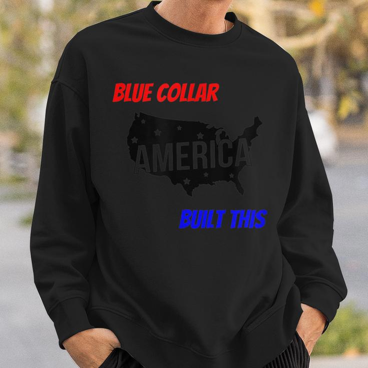 Blue Collar Built This Construction Worker Pride America Sweatshirt Gifts for Him