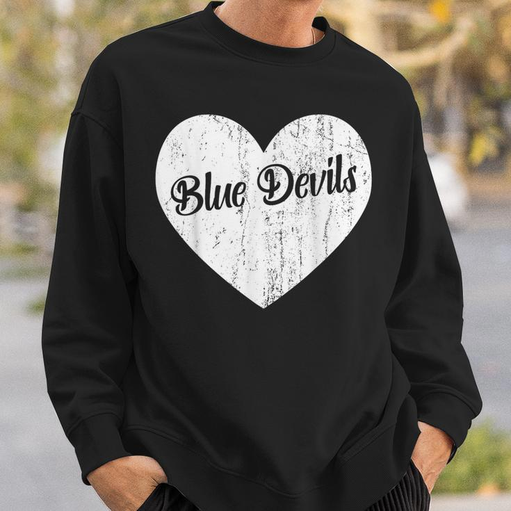 Blue Devils School Sports Fan Team Spirit Mascot Heart Sweatshirt Gifts for Him