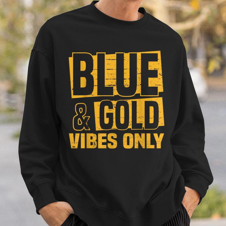 Blue And Gold Vibes Only School Tournament Team Cheerleaders Sweatshirt Gifts for Him