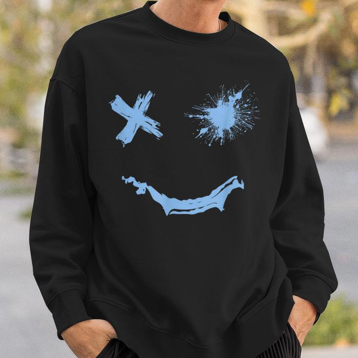 Blue Grunge Smile Blue Color Graphic Sweatshirt Gifts for Him