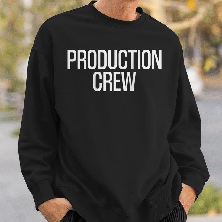 Bold Production Crew Text Print On Back Film Crew Sweatshirt Gifts for Him