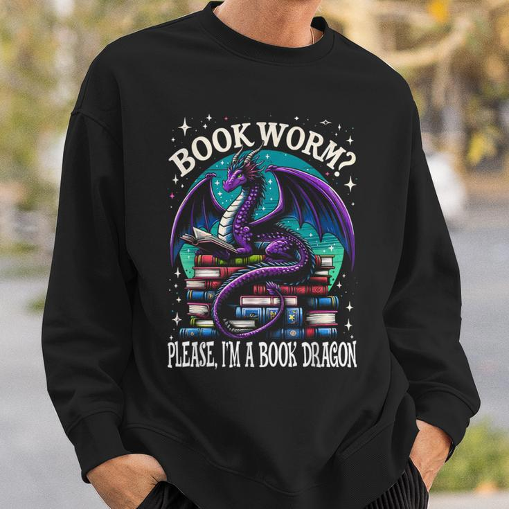 Bookworm Please I'm A Book Dragon Distressed Dragons Books Sweatshirt Gifts for Him
