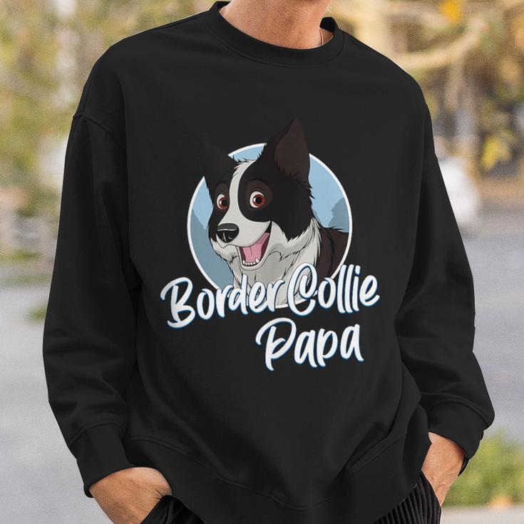 Border Collie Papa Mit Comic Zeichnung Herren Sweatshirt Geschenke für Ihn