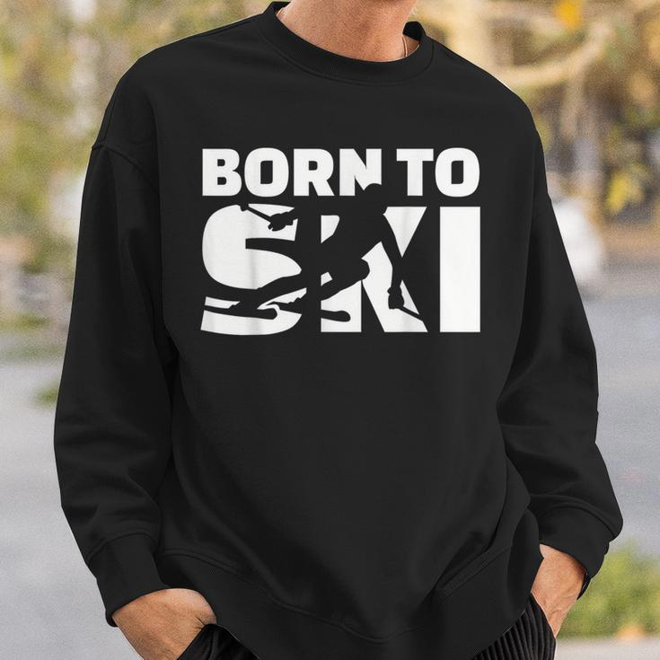 Born to Ski Schwarz Sweatshirt, Pistenmotiv für Skifahrer Geschenke für Ihn