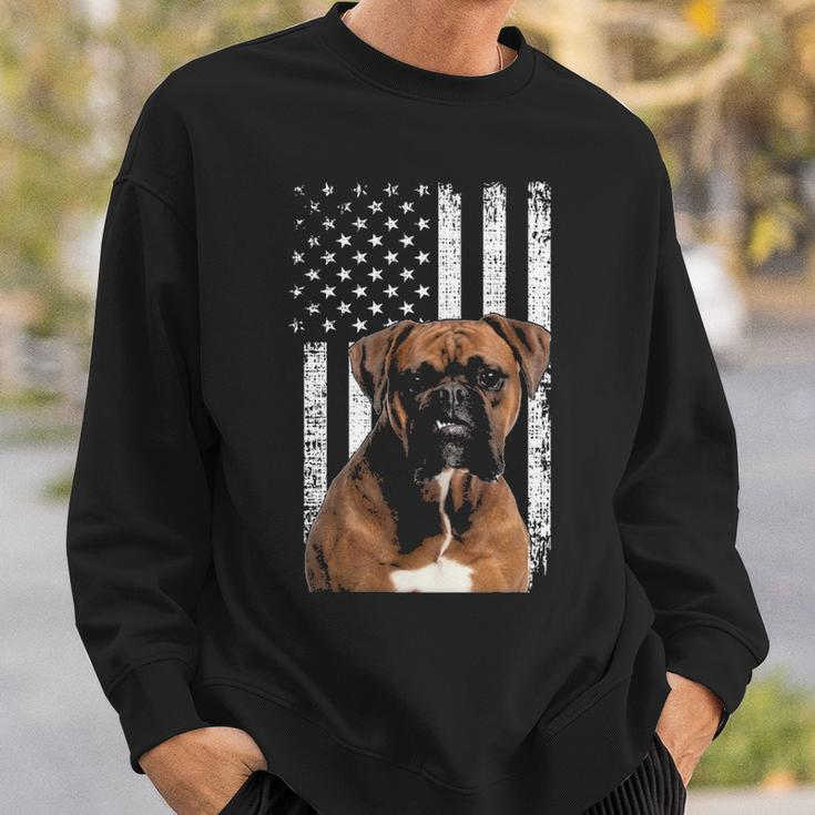 Boxer Dog American Flag Boxer Dad With Us Flag Sweatshirt Gifts for Him