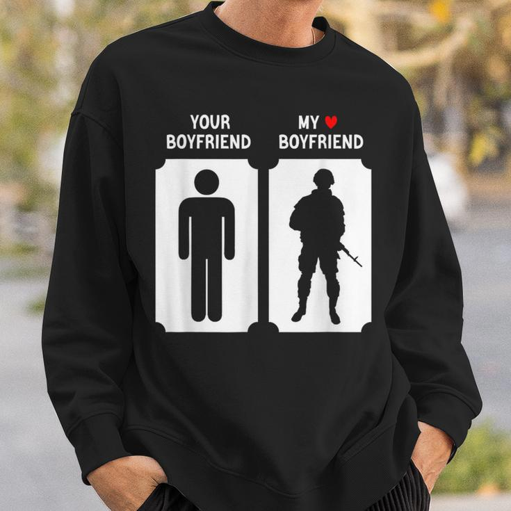 My Boyfriend Is In Military Soldier Veteran Proud Girlfriend Sweatshirt Gifts for Him