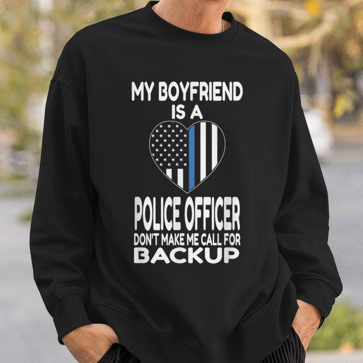 My Boyfriend Is A Police Officer Thin Blue Line Heart Sweatshirt Gifts for Him
