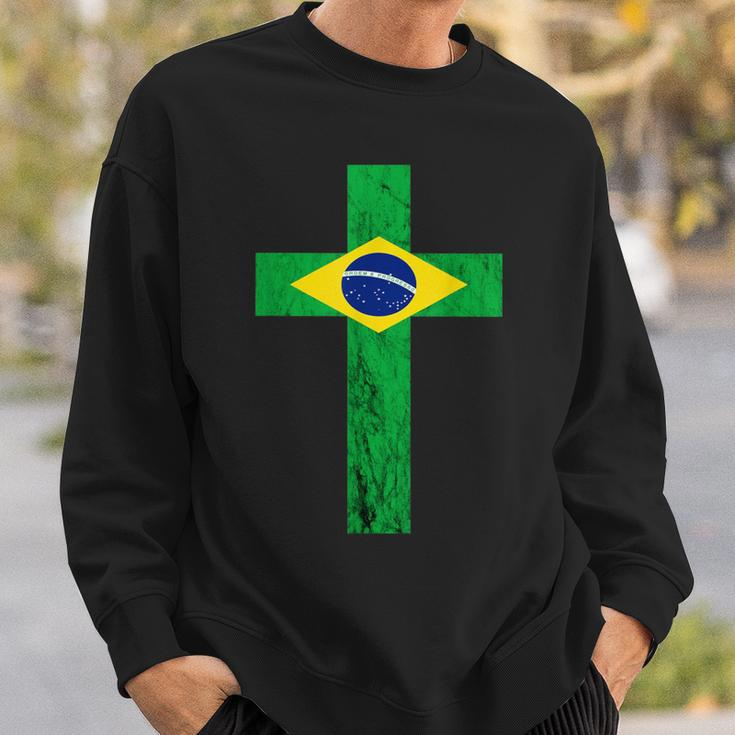 Brazil Jesus Cross Brazilian Faith Brasileiro Christian Sweatshirt Gifts for Him