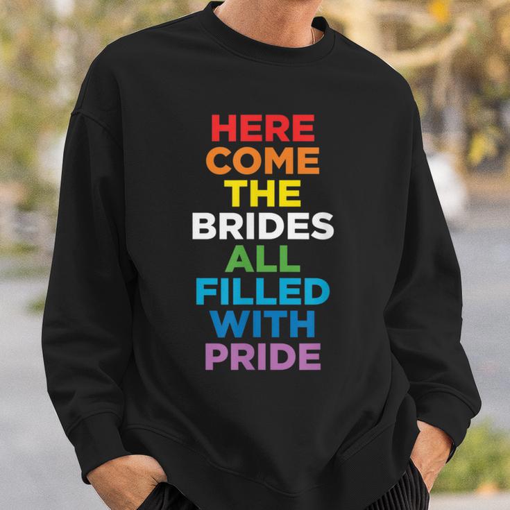 Here Come The Brides Lesbian Wedding Sweatshirt Gifts for Him