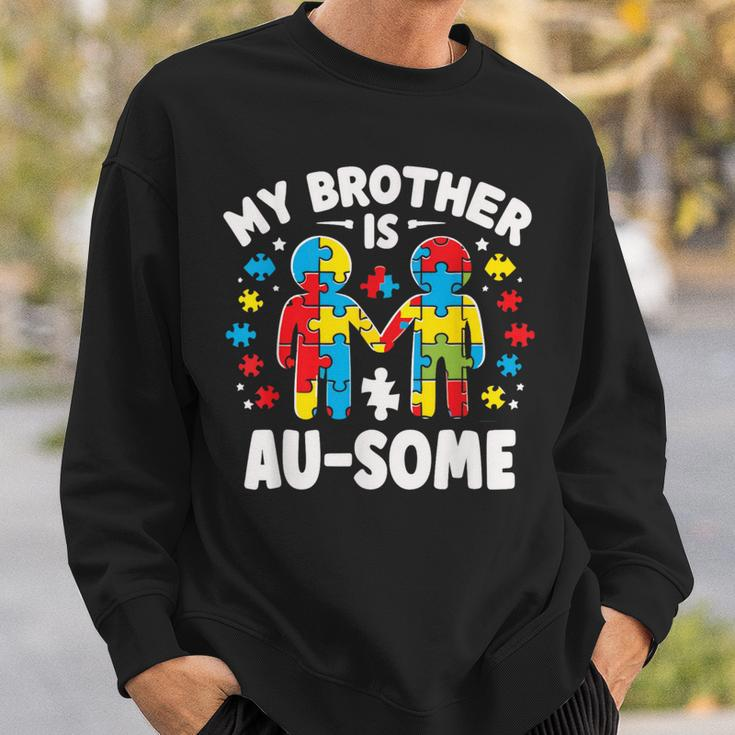 My Brother Is Awesome Autism Awareness Colorful Sweatshirt Gifts for Him