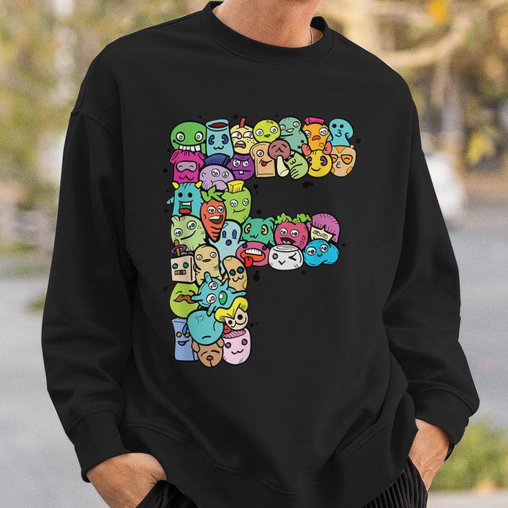 Buchstabe F Monsters Alphabet Name Initiale Niedlich Monogrammiert Sweatshirt Geschenke für Ihn