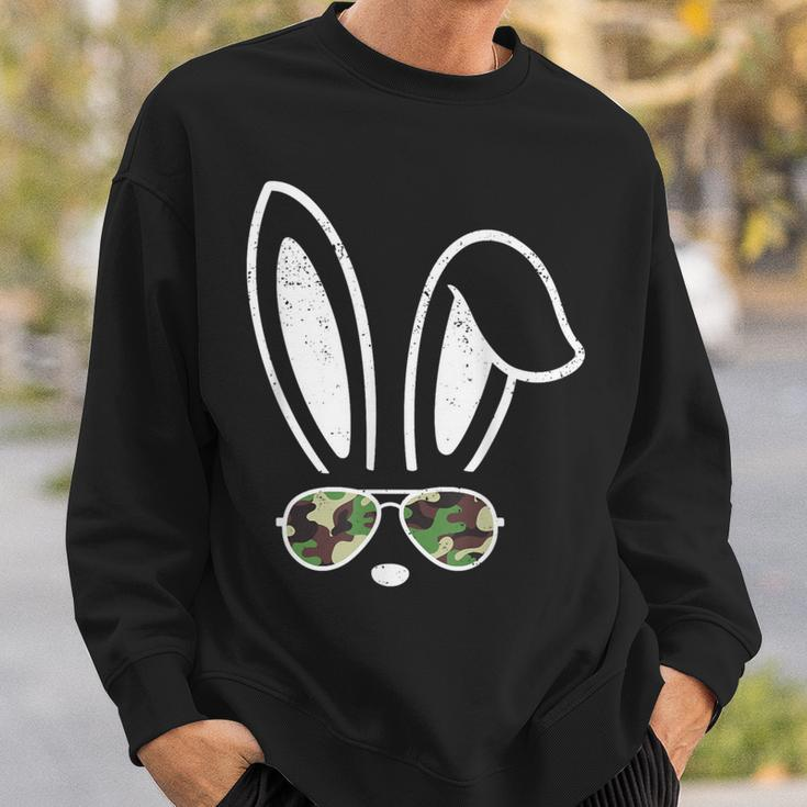 Bunny Ears Retro Sunglasses Easter Camo Camouflage Sweatshirt Gifts for Him