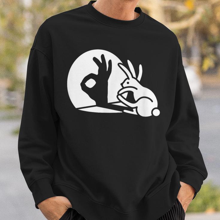 Bunny Rabbit Ok Okay Shadow Hand Gesture Sign Circle Game Sweatshirt Gifts for Him