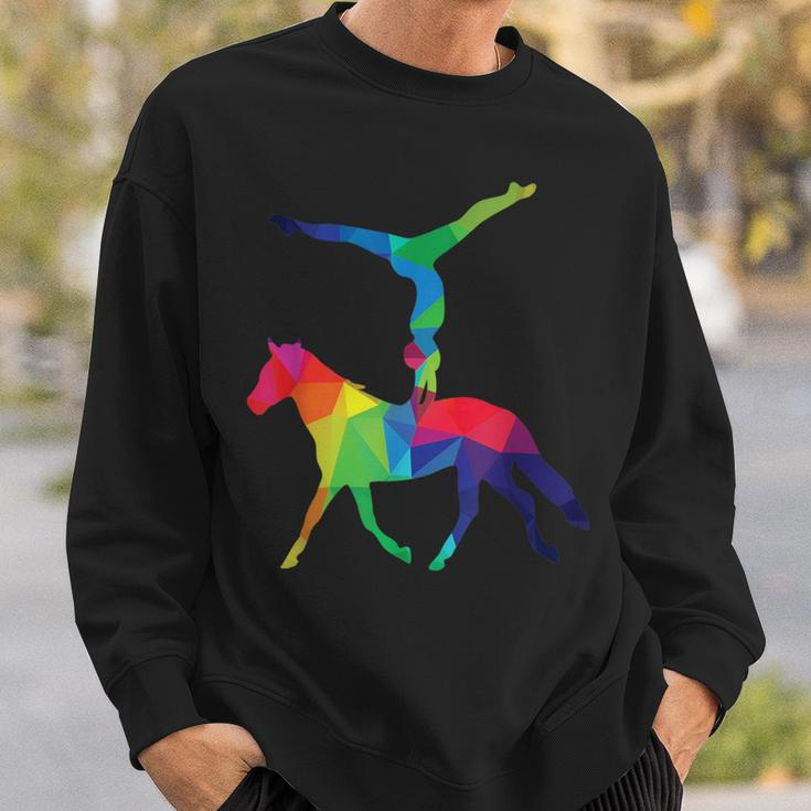 Buntes Geometrisches Pferd & Turner Sweatshirt, Ästhetisches Design Tee Geschenke für Ihn