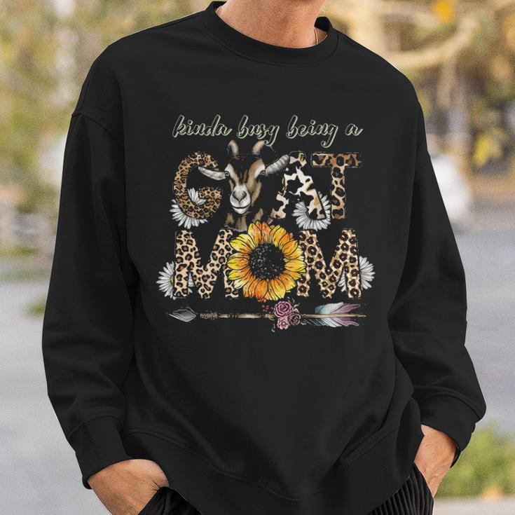 Busy Being Goat Mom Cute Mama Farm Animal Sunflower Leopard Sweatshirt Gifts for Him