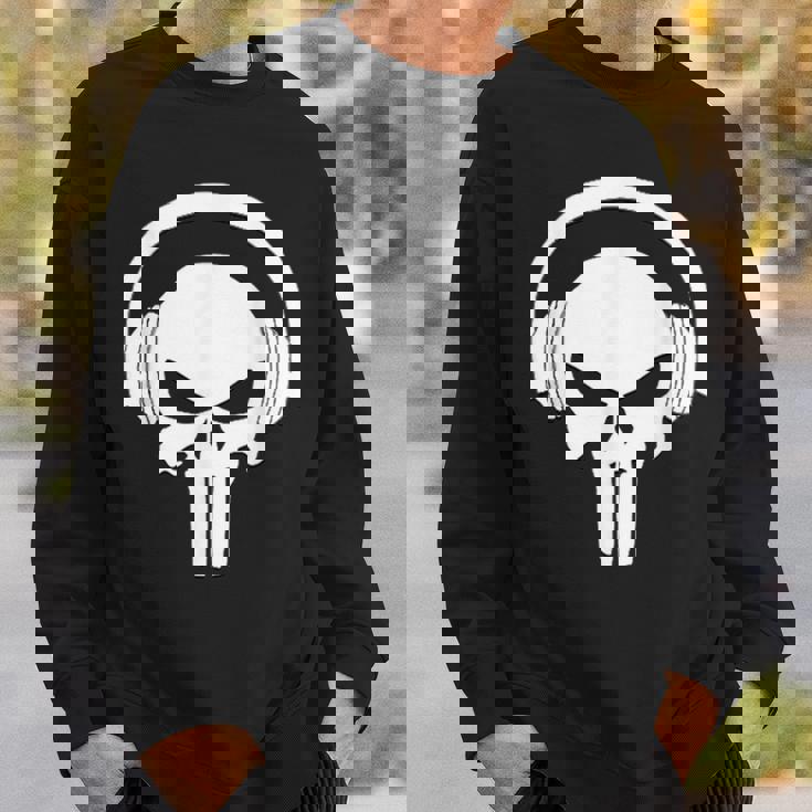 Calavera Dj Con Cascos Dj Skull Headphones Camisa de entrenamiento Regalos para él