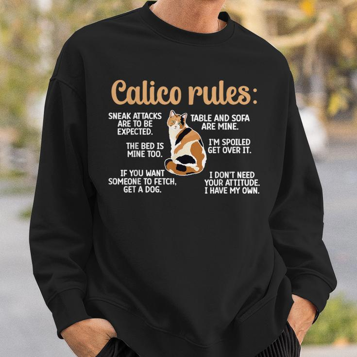 Calico Cat Rules Calico Cat Lover Calico Cat Owner Sweatshirt Gifts for Him